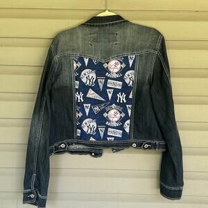 Upcycled Maurices Denim Size XL Jean Jacket New York Yankees